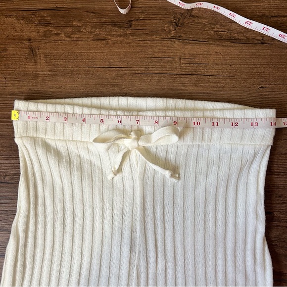 Nasty Gal Rib Cream Wide Leg Trousers - Picture 3 of 9